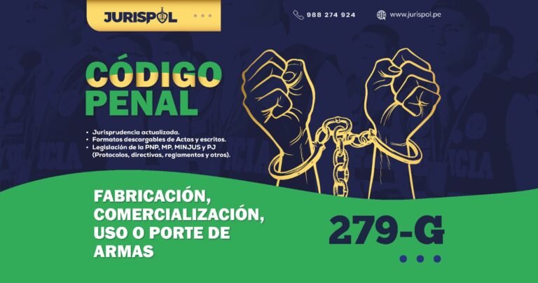 Artículo 279-G del Código Penal Peruano .- Fabricación, comercialización, uso o porte de armas