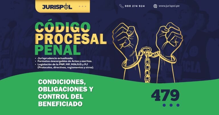 Artículo 479 del Código Procesal Penal Peruano .- Condiciones, Obligaciones y Control del beneficiado