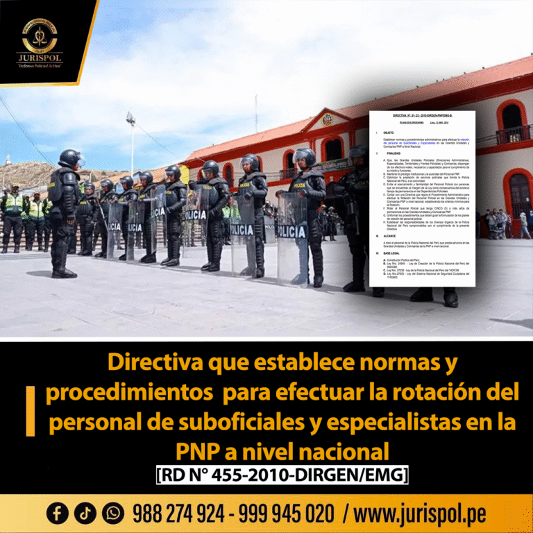 Directiva que establece normas y procedimientos  para efectuar la rotación del personal de suboficiales y especialistas en la PNP a nivel nacional [Directiva 01-23-2010-DIRGEN-PNP/EMG-B]