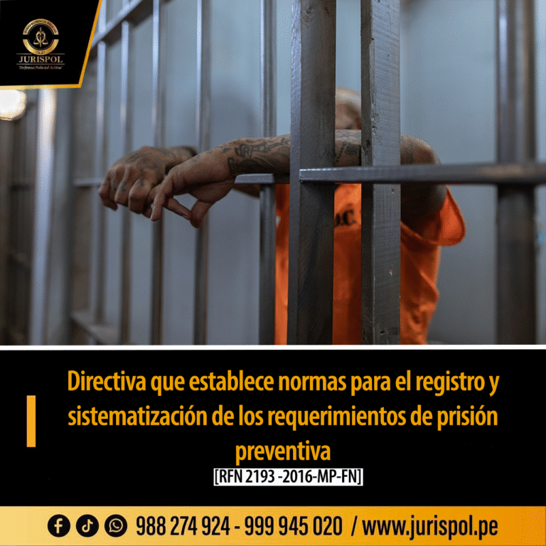Directiva que establece normas para el registro y sistematización de los requerimientos de prisión preventiva [RFN 2193 -2016-MР-FN]