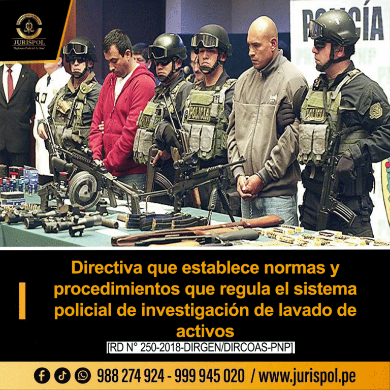 Directiva que establece normas y procedimientos que regula el sistema policial de investigación de lavado de activos [Directiva 03-13-2018-DIRGEN-PNP/DIRNIC-DIRLA-B]