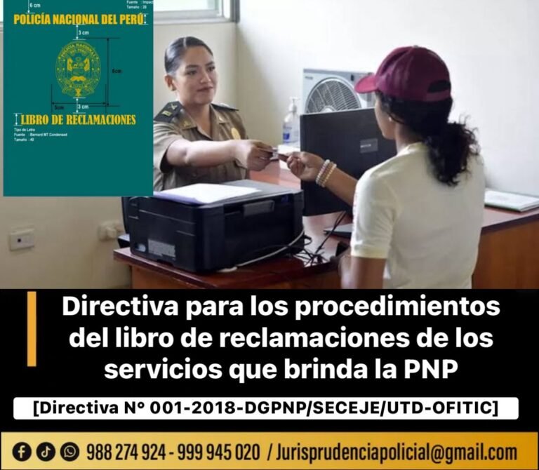 Directiva de procedimientos del libro de reclamaciones de los servicios que brinda la PNP  [Directiva 001-2018-DGPNP/SECEJE/UTD-OFITIC]