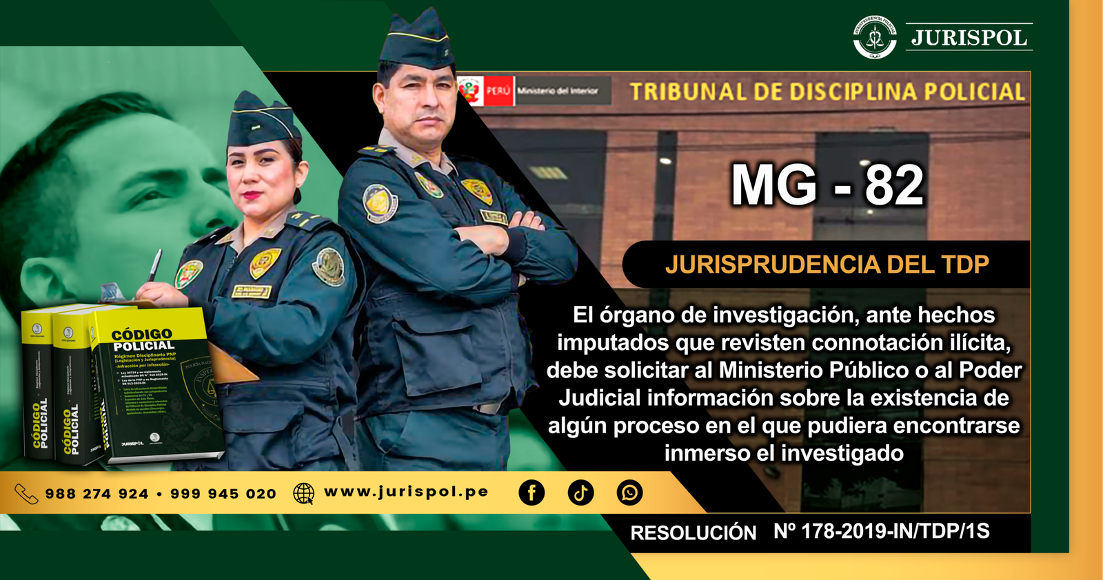MG-82.- El órgano de investigación, ante hechos imputados que revisten connotación ilícita, debe solicitar al Ministerio Público o al Poder Judicial información sobre la existencia de algún proceso en el que pudiera encontrarse inmerso el investigado [RESOLUCIÓN N° 178-2019-IN/TDP/1S]