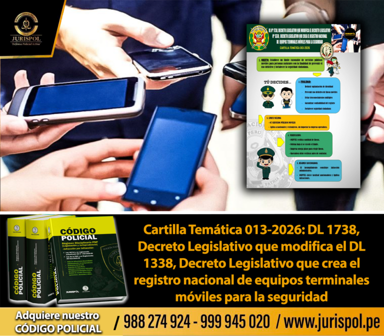 Cartilla Temática 013-2026: DL 1738, Decreto Legislativo que modifica el DL 1338, Decreto Legislativo que crea el registro nacional de equipos terminales móviles para la seguridad