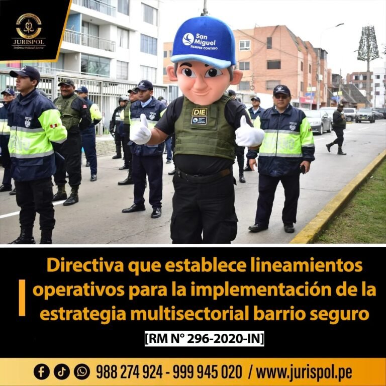 Directiva que establece lineamientos operativos para la implementación de la estrategia multisectorial barrio seguro [Directiva 001-2020-IN]