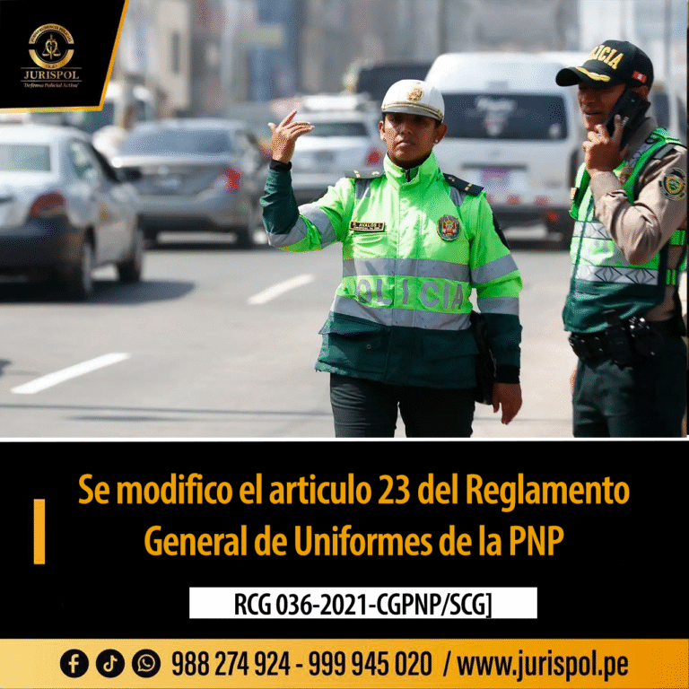Se modificó el artículo 23 del Reglamento General de Uniformes de la PNP [RCG 036-2021-CGPNP/SCG]