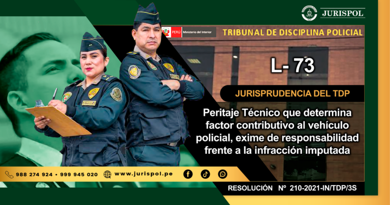 L-73.- Peritaje Técnico que determina factor contributivo al vehículo policial, exime de responsabilidad frente a la infracción imputada