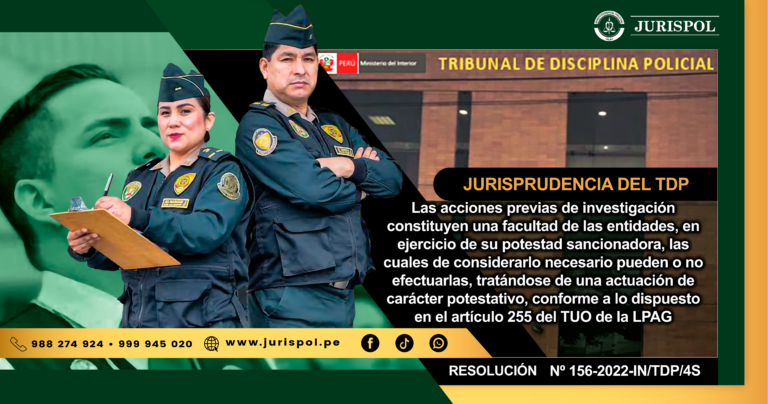 Las acciones previas de investigación constituyen una facultad de las entidades, en ejercicio de su potestad sancionadora, las cuales de considerarlo necesario pueden o no efectuarlas, tratándose de una actuación de carácter potestativo, conforme a lo dispuesto en el artículo 255 del TUO de la LPAG [RESOLUCIÓN Nº 156-2022-IN/TDP/4S]