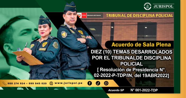 Acuerdo de sala plena 01-2022 del TDP [RP 002-2022-P-TDP/IN]