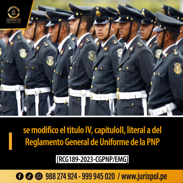 Se modificó el  Titulo IV, Capitulo II, literal A del Reglamento General de Uniformes de la PNP [RCG 189-2023-CG PNP/EMG]