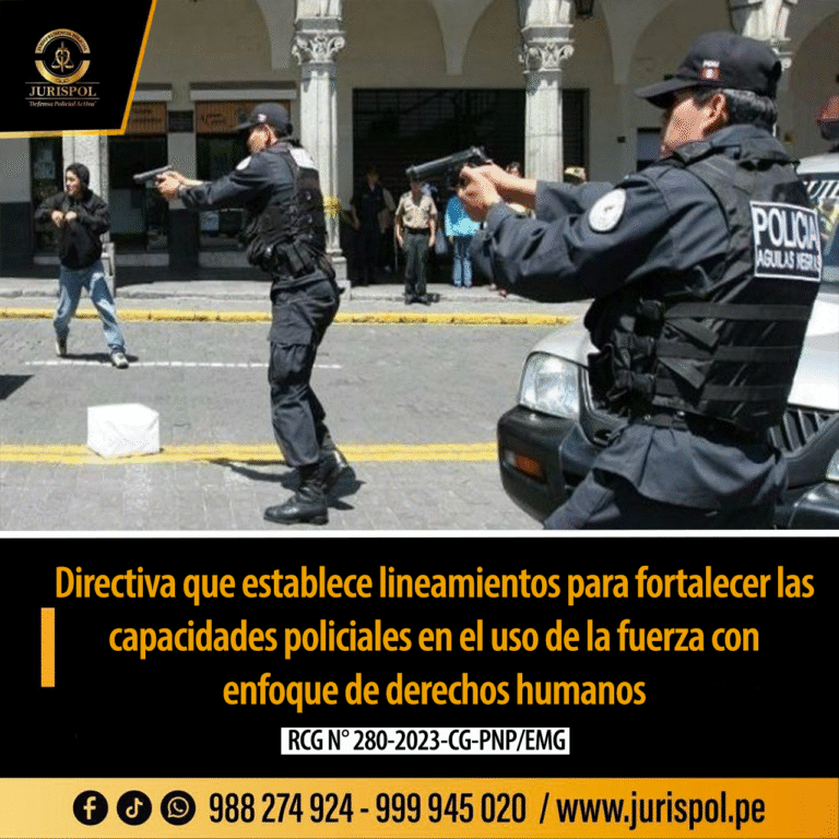 Directiva que establece lineamientos para fortalecer las capacidades policiales en el uso de la fuerza con enfoque de derechos humanos [Directiva 014-2023-CG-PNP/EMG]