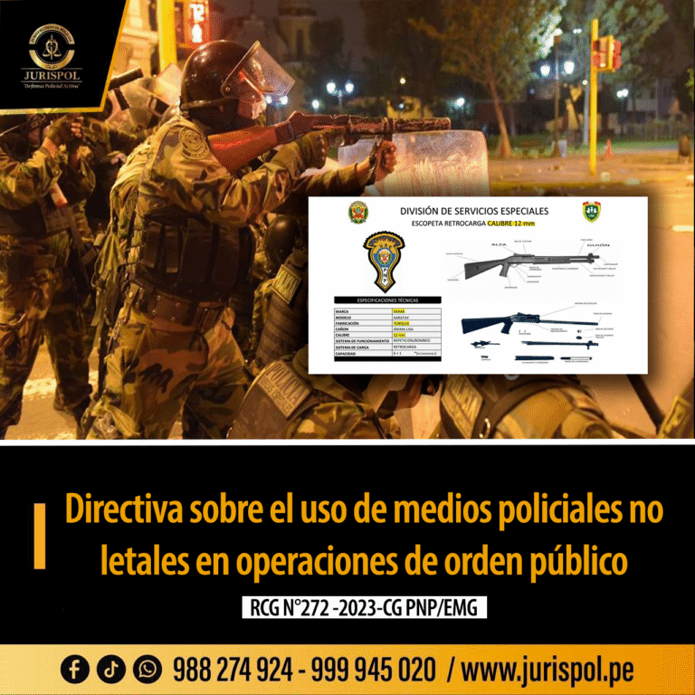 Directiva sobre el uso de medios policiales no letales en operaciones de orden público [Directiva 13-2023-CG-PNP/EMG]