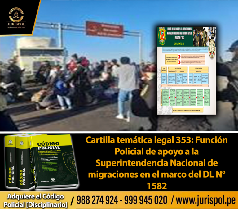 Cartilla temática PNP 353-2023: Función Policial de apoyo a la Superintendencia Nacional de migraciones en el marco del DL N° 1582