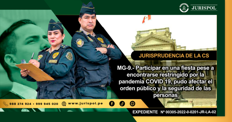 MG-9.- Participar en una fiesta pese a encontrarse restringido por la pandemia COVID 19, pudo afectar el orden público y la seguridad de las personas