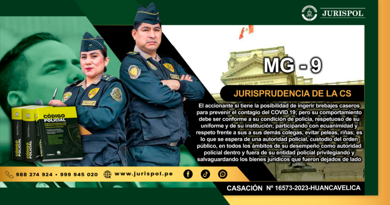 MG-9.- El accionante si tiene la posibilidad de ingerir brebajes caseros para prevenir el contagio del COVID 19; pero su comportamiento debe ser conforme a su condición de policía, respetuoso de su uniforme y de su institución; participando con ecuanimidad y respeto frente a sus a sus demás colegas, evitar peleas, riñas; es lo que se espera de una autoridad policial, custodio del orden público, en todos los ámbitos de su desempeño como autoridad policial dentro y fuera de su entidad policial privilegiando y salvaguardando los bienes jurídicos que fueron dejados de lado