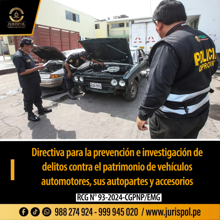 Directiva para la prevención e investigación de delitos contra el patrimonio de vehículos automotores, sus autopartes y accesorios [Directiva 02-2024-EMG-PNP/COMOPOL-DIRNOS-DIRTTSV-DIVPIRV-B]