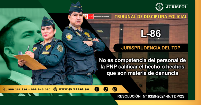L-86. No es competencia del personal de la PNP calificar el hecho o hechos que son materia de denuncia