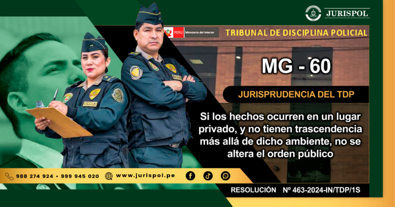 MG-60.- Si los hechos ocurren en un lugar privado, y no tienen trascendencia más allá de dicho ambiente, no se altera el orden público