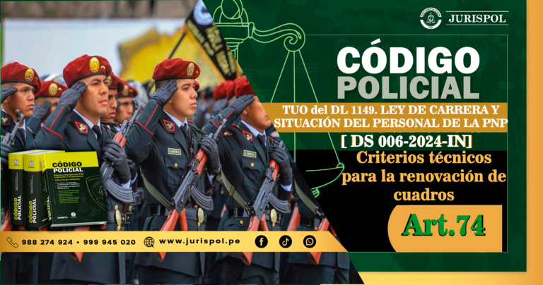 Artículo 74. Criterios técnicos para la renovación de cuadros.- TUO de la Ley de la carrera y situación del Personal PNP [DS 006-2024-IN]
