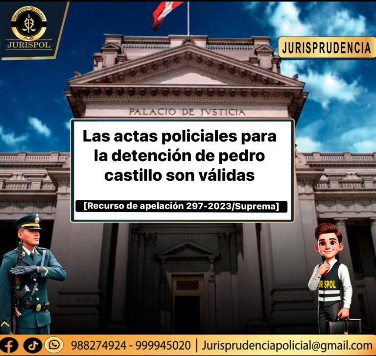 Actas Policiales para la detención en flagrancia a Pedro Castillo son válidas [Recurso de Apelación 297-2023/SUPREMA]