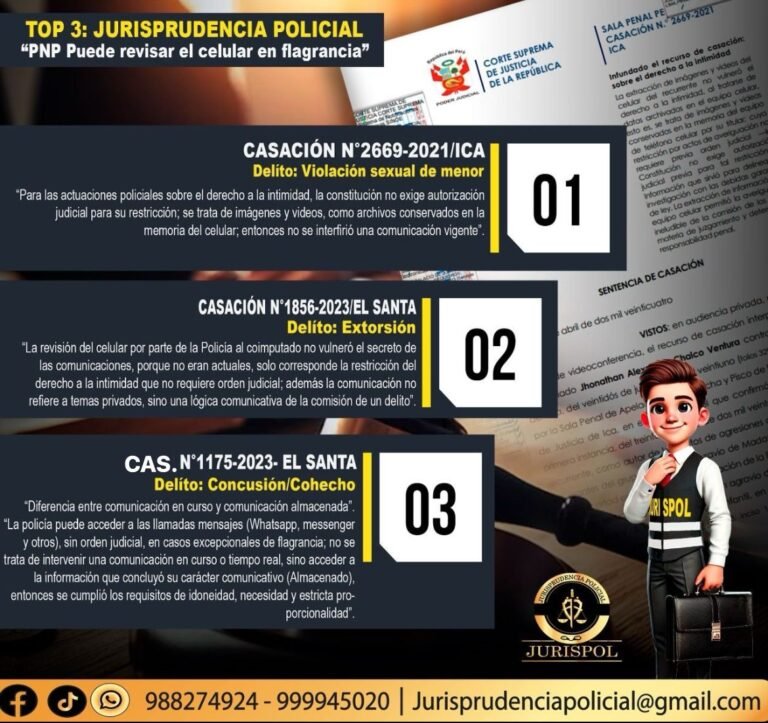 «La Policía si puede revisar el celular en flagrancia, tres jurisprudencias de la corte suprema con criterio relevante y definido lo confirman»