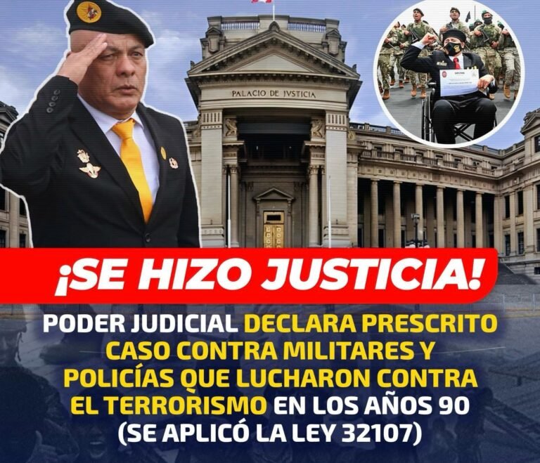 PJ declara prescrito proceso contra militares y policías acusados de muertes en 1991 contra el terrorismo