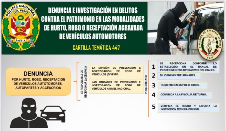 Cartilla temática 447-2024: Denuncia e investigación en delitos contra el patrimonio de vehículos automotores