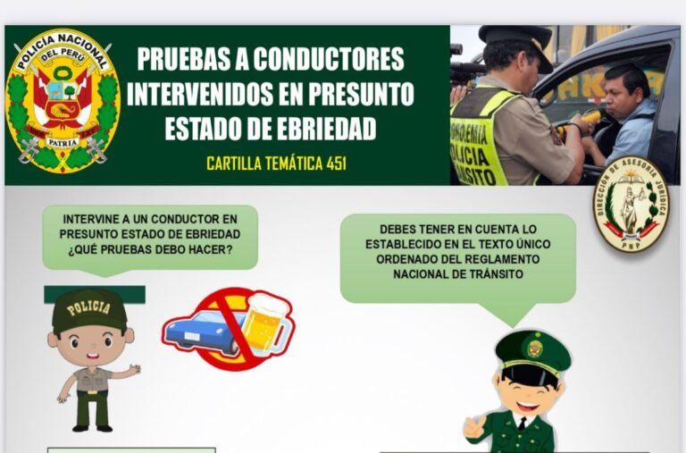 Cartilla temática 451-2024: Pruebas a conductores intervenidos en presunto estado de ebriedad