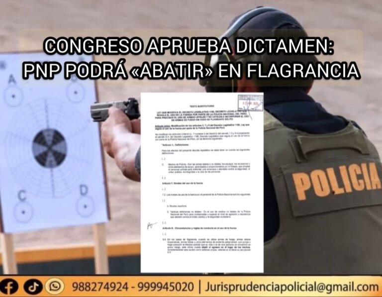 Congreso: Aprueba dictamen para uso de armas de fuego en caso de flagrante delito