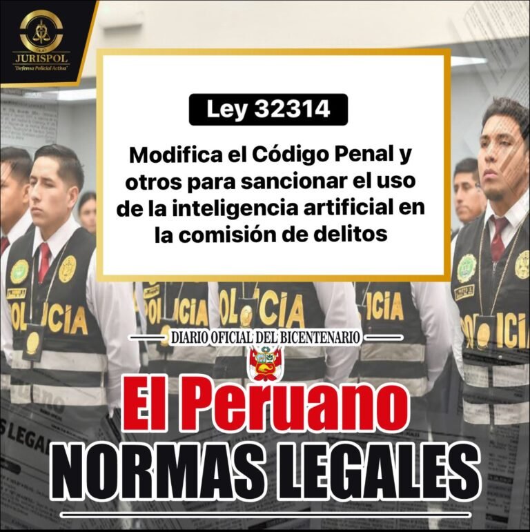 Ley 32314: Ley que modifica el CP, DL635, y la Ley 30096, Ley de Delitos Informáticos, para incluir el uso de la inteligencia artificial en la comisión de delitos