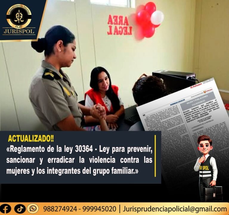 Reglamento de la ley 30364 para prevenir, sancionar y erradicar la violencia contra las mujeres y los integrantes del grupo familiar