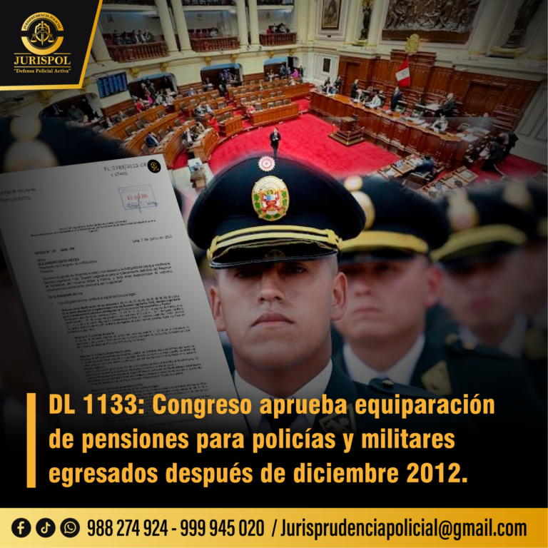 Aprueban por insistencia PL que modifica el DL 1133 Régimen de Pensiones PNP y FFAA