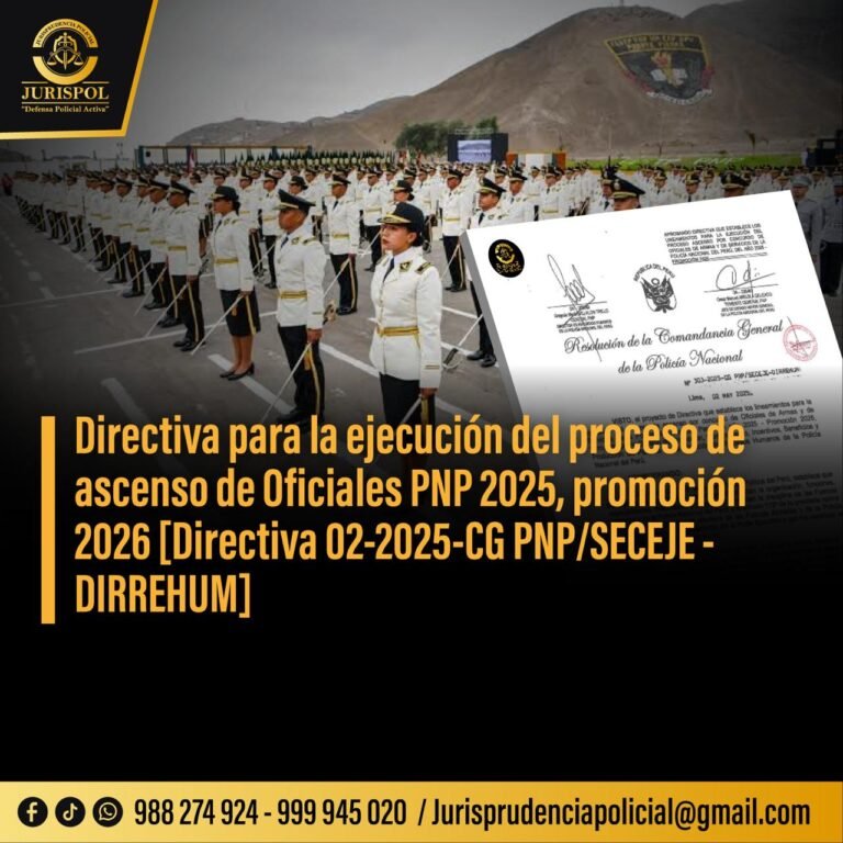 Directiva para el ascenso de Oficiales de armas y servicios PNP 2025 [Directiva 04-2025-CG/SECEJE-DIRREHUM]