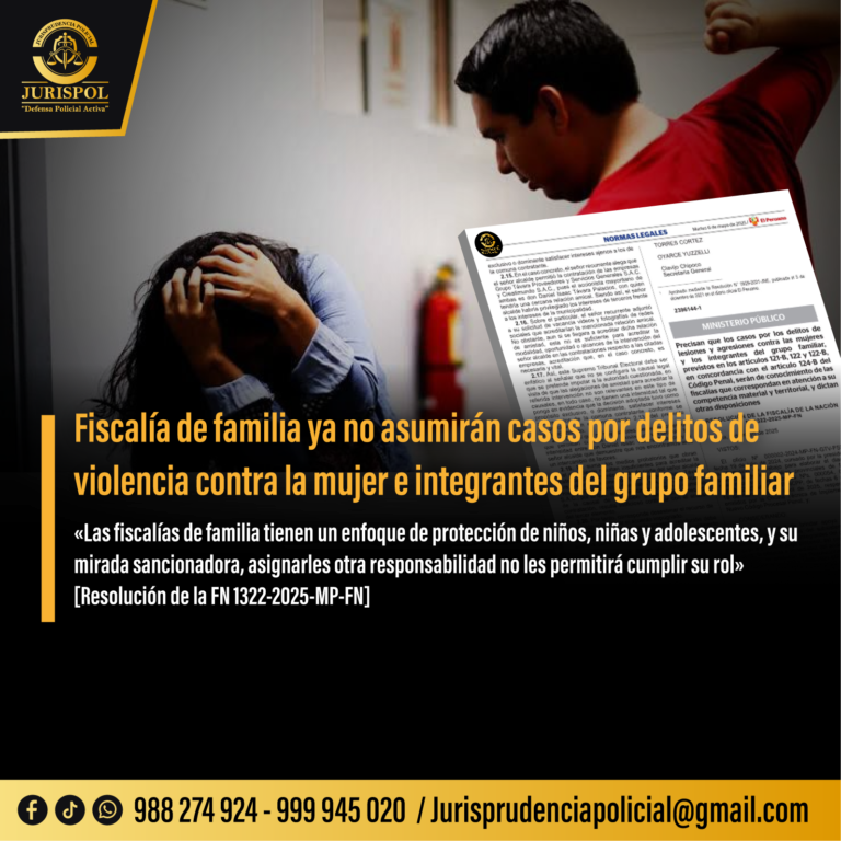 Fiscalías de familia no asumirán casos por delitos de violencia contra la mujer e integrantes del grupo familiar