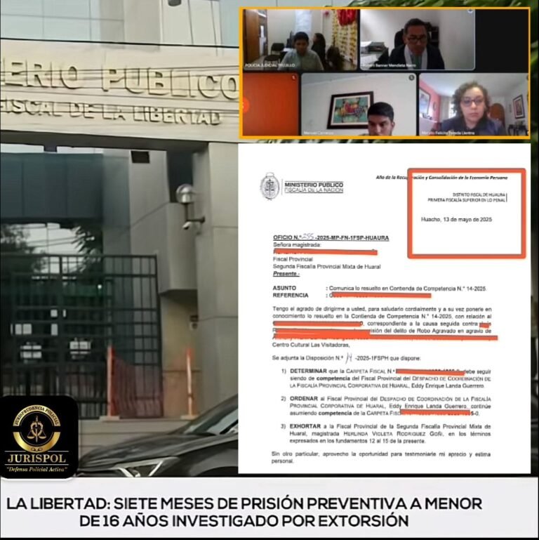 Trujillo: Prisión preventiva para adolescente de 16 años en aplicación de la ley 32330