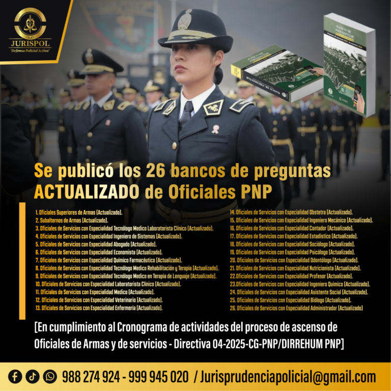 ACTUALIZADO: Se publicó los 26 bancos de preguntas para el ascenso [Oficiales PNP de armas y servicios]