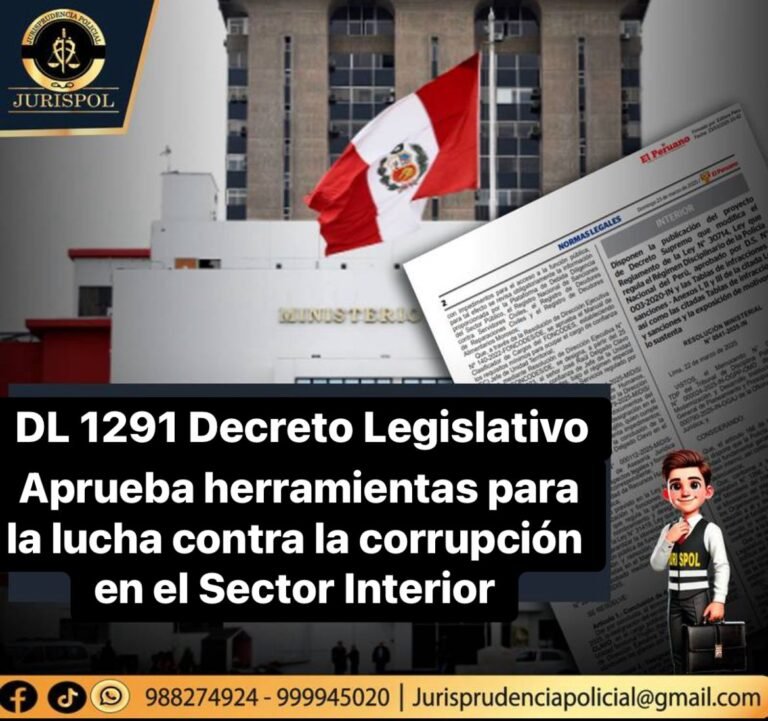 DL 1291 que aprueba herramientas para la lucha contra la corrupción en el Sector Interior
