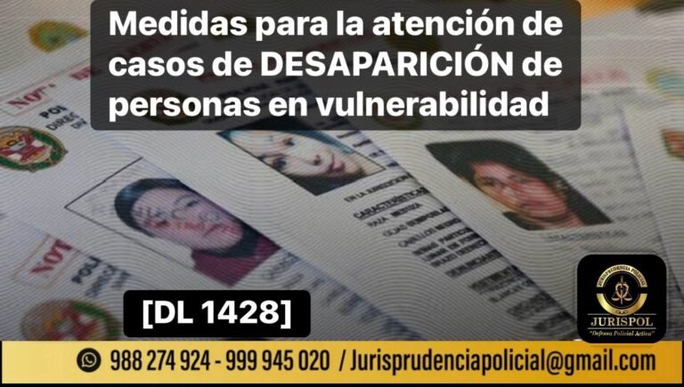 DL 1428: Medidas para la atención de casos de desaparición de personas en situación de Vulnerabilidad