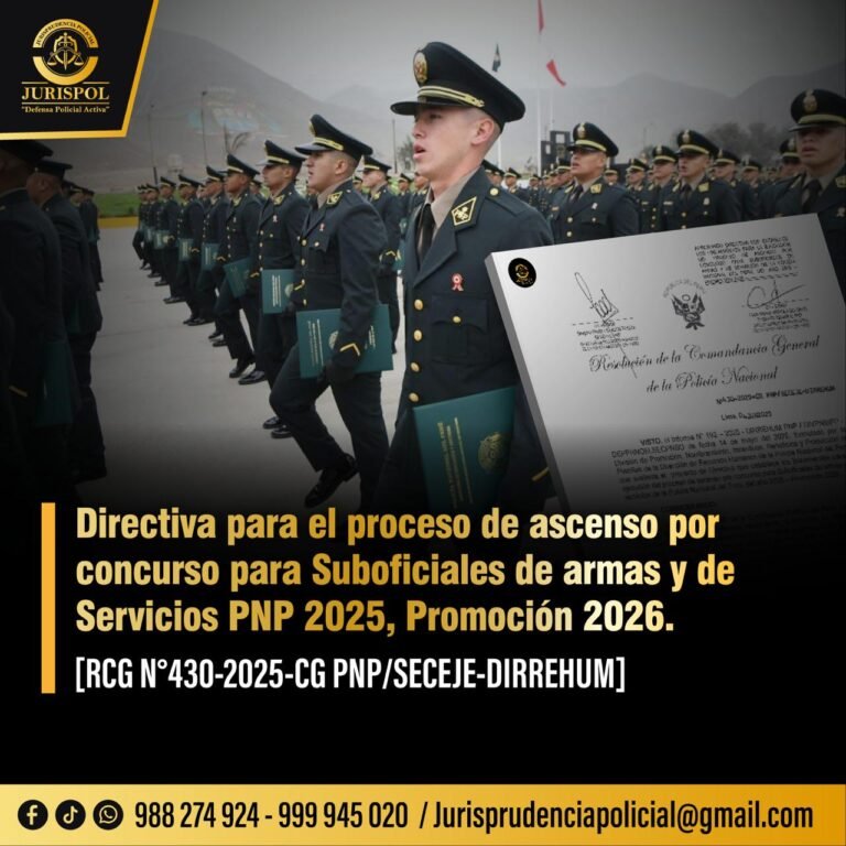 Directiva para el proceso de ascenso de Suboficiales PNP [Directiva 09-2025-CG PNP/DIRREHUM-PNP-B]