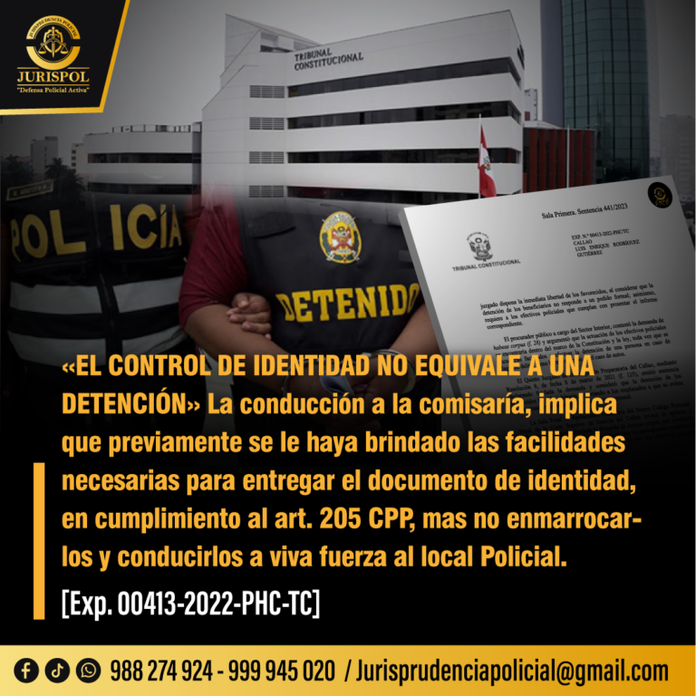 TC: El control de identidad no equivale a una detención. Cuatro supuestos [Exp. 00413-2022-PHC/TC]