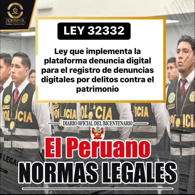 Ley 32332: Ley que implementa la plataforma Denuncia Digital para el registro de denuncias digitales por delitos contra el patrimonio