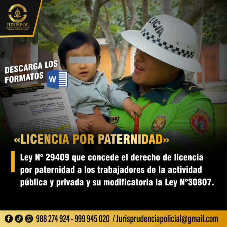 Licencia por paternidad PNP: Modelo actualizado de solicitudes en formato Word [Ley 29409 y 30807]