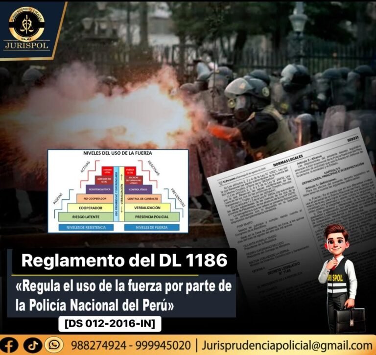 Reglamento del DL 1186. Que regula el uso de  la fuerza por parte del Personal de la PNP [DS 012-2016-IN]