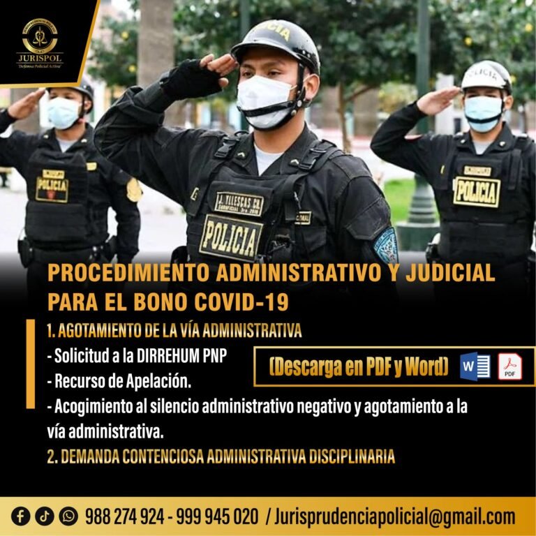 BONO COVID-19: Procedimiento Administrativo y Judicial para la PNP y FFAA [Formatos]