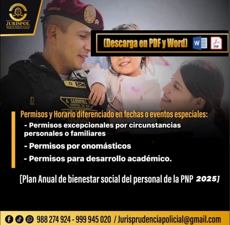 Formatos: Solicitud para permiso por calamidad, estudios, cursos y onomásticos [Plan Anual de bienestar social del personal de la PNP 2025]