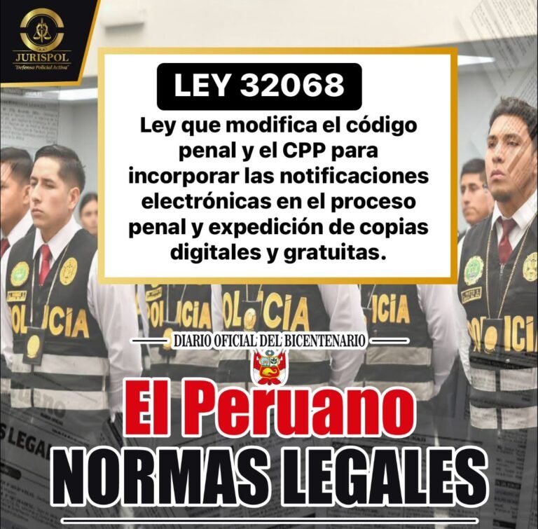 Ley 32068: Ley que modifica el NCPP, DL 957, para incorporar las notificaciones electrónicas en el proceso penal y expedición de copias digitales y gratuitas