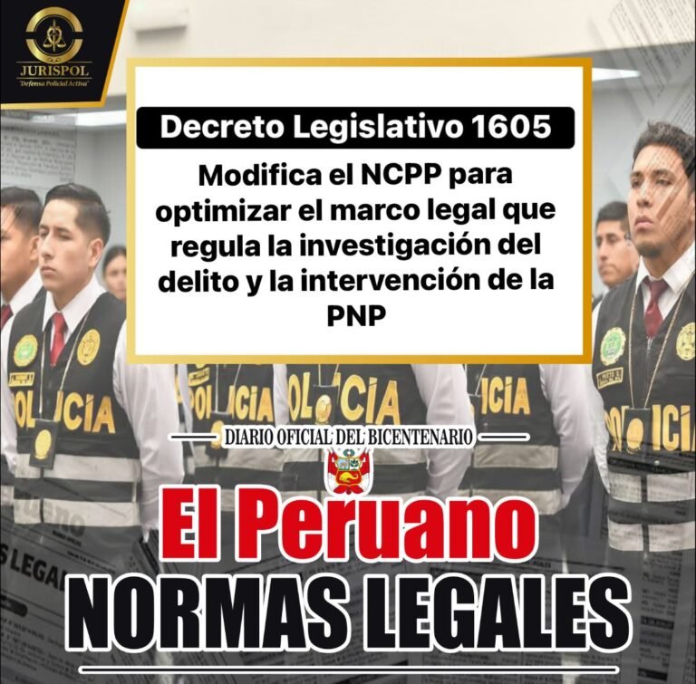 DL 1605: Modifica el NCPP, aprobado por el DL 957, para optimizar el marco legal que regula la investigación del delito y la intervención de la PNP y el MP.