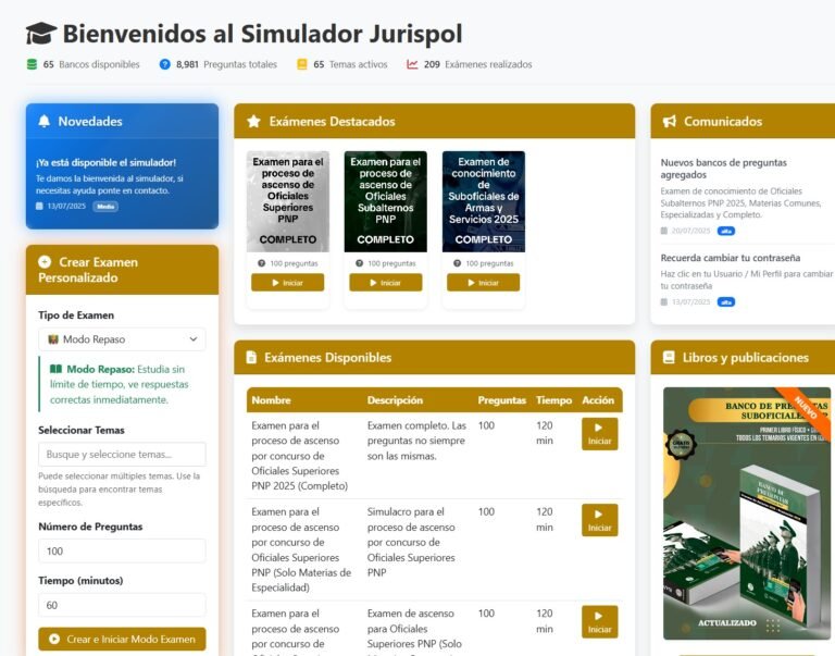 Disponible: Simulador y libro del banco de preguntas para el ascenso de Oficiales y Suboficiales PNP