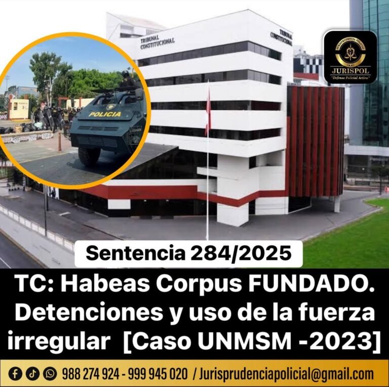 TC: Exhorta a la PNP evitar detenciones masivas, adecuar protocolos para el uso proporcionado de la fuerza, distingan entre los manifestantes pacíficos y violentos [Sentencia 284/2025]