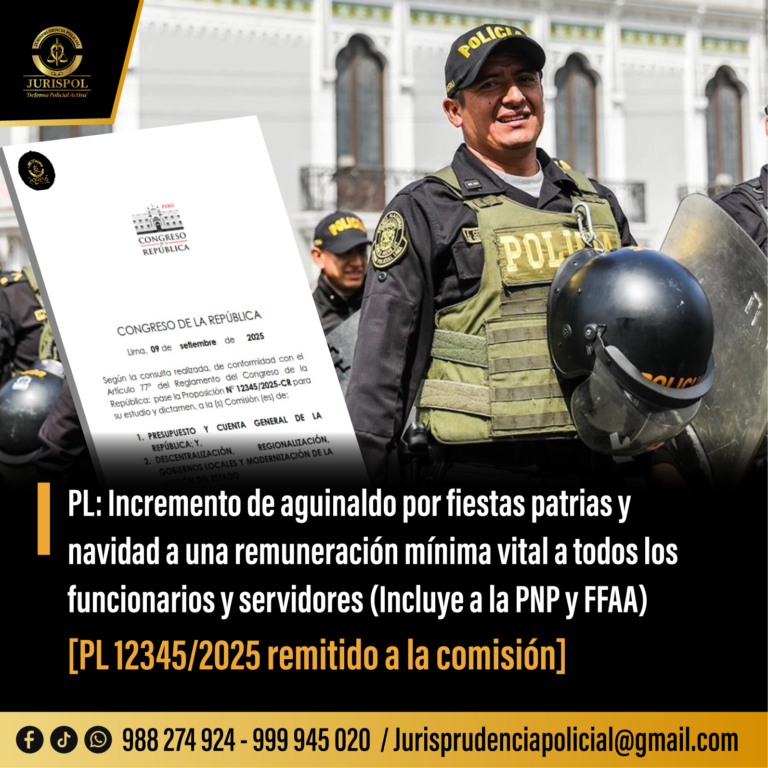 PL: Incremento de aguinaldo por fiestas patrias y navidad a una remuneración mínima vital a todos los funcionarios y servidores (Incluye a la PNP y FFAA)